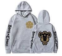 Unisex Anime Zip Sweatshirt Black Clover Long Sleeve Cosplay Hoodie Black Bull Emblem Pullover for Asta Fans