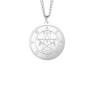Unisex ASTAROTH Sceal Sigil Stainless Steel Necklace Women Men Satan Statement Necklace key hidden King Goetia Pin Jewelry fashion