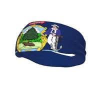 Unisex Athletic Headband for Running & Workouts, Maine State Flag Print Non-Slip Cooling Sports Sweatband