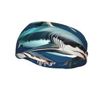 Unisex Athletic Headband for Running & Workouts, Sharks Under The sea Print Non-Slip Cooling Sports Sweatband