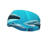 Unisex Athletic Headband for Running & Workouts, Whales Under The sea Print Non-Slip Cooling Sports Sweatband