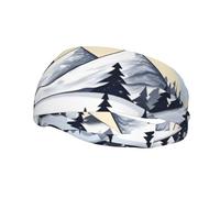 Unisex Athletic Headband for Running & Workouts, White Snowy Mountains Print Non-Slip Cooling Sports Sweatband