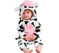 Unisex Baby Animal Costume Winter Autumn Flannel Hooded Romper Christmas Jumpsuit Kids Warm Homewear Toddler Onesie Pajamas -Cow||30-36 Months