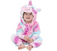 Unisex Baby Animal Costume Winter Autumn Flannel Hooded Romper Christmas Jumpsuit Kids Warm Homewear Toddler Onesie Pajamas -Unicorn||6-12 Months