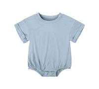Unisex Baby Boy Girl Clothes Infant Summer Oversized Sweatshirt Bubble Romper Newborn Plain Short Sleeve Jumpsuit Infant Girl Clothes (B, 3-6 Months)
