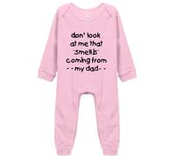 Unisex Baby Cotton Bodysuits Look at That Smell is Coming from My Dad Pink Long Sleeve Rompers 6-9 Months