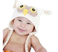 Unisex Baby Handmade Winter Prop Owl Hat - Fits 2 to 4 Year Old (White)