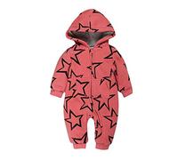 Unisex Baby Hooded Winter Romper, Odot Newborn Toddler Jumpsuit Rabbit Ear Flannel Zipper Snowsuit Pyjamas Cartoon Animal Boys Girls Winter Warm Onesies Outwear Outfits (80cm,Star Red)