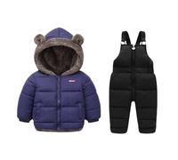 Unisex Baby Kids Puffer Winter Warm Snowsuit Jacket Hoodie Coat Down with Snow Down Bib Pants 2 Pieces Ski Outfit Set 18 M-6 Years Blue