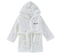 Unisex Baby Solid Soft ath obe Plush Hooded Flannel a amas Dressing Gown for Boys Girls Kids leep ear obes Cute Comfort Soft Animal ath obe with Belt and Pocket (White, 0-6 Months)