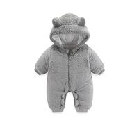 Unisex Baby Toddlers Romper Boys Girls Winter Jumpsuit Autumn Flannel Cotton Pajamas Cute Hooded Zipper Toddler Halloween Costume Outfits Grey