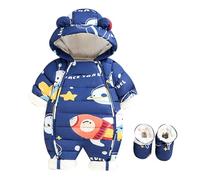 Unisex Baby Toddlers Romper Boys Girls Winter Jumpsuit Fleece Snowsuit Cotton Pajamas Grows Outfits Fall Animal Outfit Infant Outerwear Navy