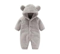 Unisex Baby Toddlers Romper Boys Girls Winter Jumpsuit Plush Cute Hooded Zipper Coat Outwear Toddler Halloween Costume Cartoon Outfits 0-12 Months Grey