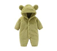 Unisex Baby Toddlers Romper Boys Girls Winter Jumpsuit Plush Cute Hooded Zipper Coat Outwear Toddler Halloween Costume Cartoon Outfits 0-12 Months Green