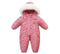 Unisex Baby Toddlers Romper Girl Boy Set Fleece Snowsuit Jumpsuit Winter Coat Outwear Warm Outfits Clothes Cartoon 0-12 Months Red