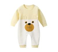 Unisex Baby Toddlers Romper Girl Boy Set Fuzzy Warm Hooded Grows Outfits Winter Coat Outwear Clothes Cartoon 0-12 Months Yellow