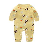Unisex Baby Toddlers Romper Girl Boy Set Fuzzy Warm Hooded Grows Outfits Winter Coat Outwear Clothes Cartoon 0-12 Months Light Yellow