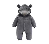 Unisex Baby Toddlers Romper Newborn Girls Boys Zipper Hooded Jumpsuit Fleece Long Sleeve Grows Outfits One Piece Hoodie Toddler Halloween Costume Infant Winter Outerwear Grey