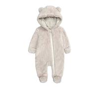 Unisex Baby Toddlers Romper Newborn Girls Boys Zipper Hooded Jumpsuit Fuzzy Warm for One Piece Hoodie Clothing Gift Clothes Beige