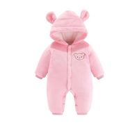 Unisex Baby Toddlers Romper Newborn Girls Boys Zipper Hooded Jumpsuit Fuzzy Warm Winter Coat Outwear for Boy Girl Clothes Cartoon Outfits 0-12 Months Red