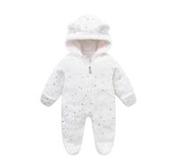 Unisex Baby Toddlers Romper Newborn Winter Hooded Autumn Flannel Cute Zipper Coat Outwear Toddler Halloween Costume Outfits White