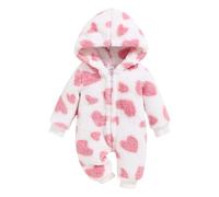 Unisex Baby Toddlers Romper Newborn Winter Hooded Fleece Snowsuit Jumpsuit Cotton Pajamas Grows Outfits Toddler Halloween Costume Clothes Pink