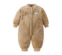 Unisex Baby Toddlers Romper Newborn Winter Hooded Fuzzy Warm Cartoon Sleepsuits Cute Zipper Clothing Gift Infant Outerwear for Boys Girls Brown