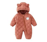 Unisex Baby Toddlers Romper Newborn Winter Warm Outfits Autumn Flannel Hooded Cartoon Sleepsuits for Fall Animal Outfit 0-12 Months Red