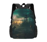 Unisex Backpack TwilightHowl 15.6 Inch Laptop Adjustable Oxford Daypack | This Unisex Ergonomic Daypack Uses With A Padded 15.6 Inch Laptop Sleeve For Work, Gym, Hiking And Gifting.