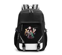 Unisex Backpack with USB Charging Port Anime Theme Demon Tanjiro Nezuko Slayers Laptop Daypacks Black School Bag