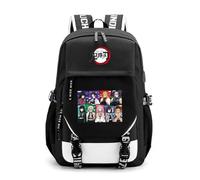 Unisex Backpack with USB Charging Port Anime Theme Demon Tanjiro Nezuko Slayers Laptop Daypacks Black School Bag