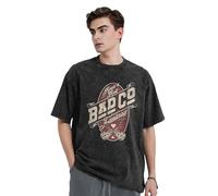 Unisex Bad Rock Company Supergroup T-Shirt Fashionable Drop-Shoulder Tee-Shirt Vintage Washed Short Sleeve Tops Black M