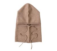 Unisex Balaclava Hooded Hat Scarf, 10% Cashmere & 90% Wool Blend, Winter Soft Knitted Beanie Hat Tube Scarf 2-in-1 for Women Men, Outdoor Windproof Warm Hood Loop Scarf Neck Warmer, Gift Coffee F