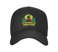 Unisex Ball Cap I'd Rather Be Squatchin Funny Official Gone Bigfoot Snapback Cap Lightweight Flat Brim Baseball Caps Breathable Trucker Hat for Golf Running Sport