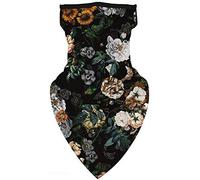 Unisex Bandana Face Covering Mask Scarf Face Rave Balaclava Neck Gaiter with Ear Loops, Dust Cloth, Washable Snood, Wind Motorcycle Cover (Floral Print)