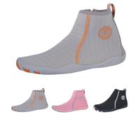 Unisex Barefoot Shoes High Top Trainers Men Women with Wide Toe Box Breathable Non-Slip Beach Shoes Without Laces Side Zip Fitness Shoes Soft Sole Aqua Shoes, gray, 8 UK