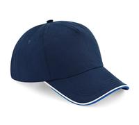 Unisex Baseball Cap Contrast Colour Piped Peak Edge 5 Panel Cotton Twill Hat