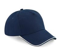Unisex Baseball Cap Contrast Colour Piped Peak Edge 5 Panel Cotton Twill Hat