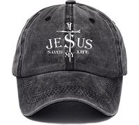Unisex Baseball Cap,Jesus Saved My Life Hat Baseball Cap Washed Cotton Denim Adjustable Hat for Men Women