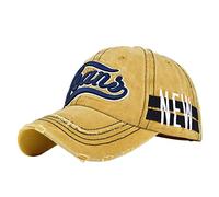 Unisex Baseball Cap Letter Embroidery Adjustable Cotton Summer Sun Hat Polo Style Classic Sports Casual Hip Hop Cap Peaked Cap for Men Women Yellow