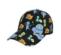 Unisex Baseball Cap Planet UFO Alien Print Trucker Low Profile Hat Adjustable Dad Hats Peak Caps Black