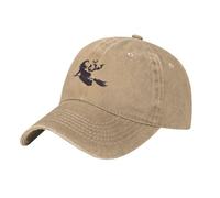 Unisex Baseball Cap Witch Flying Broom and Bat Flying Silhouette Sports Cap Vintage Running Cap Comfort Running Hat for Running Hiking Cycling