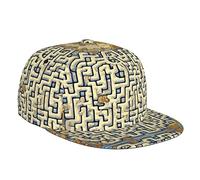 Unisex Baseball Hat - Adjustable, Breathable, Ideal for Daily, Outdoor Activities & Sports Labyrinth Treasure Map Printed Black, Black, One Size