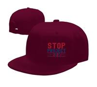 Unisex Baseball Hat Stop Project 2025 Snapback Cap Flat Bill Teen Girls Print Outdoor Hats, for Cycling, Outdoor, Tennis, 55-59cm