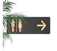 Unisex Bathroom Sign - Acrylic Restroom Directional, Adhesive Toilet Signage, Modern Wall Decor, Wayfinding Guidance Navigation, Office Business Supply, Black For Restaurant