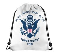 Unisex Beach Bag Flag Of The United States Coast Guard Drawstring Gym Bag Waterproof School Backpack For Sports, Yoga, Campus