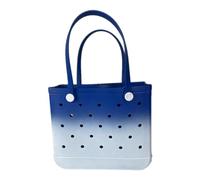 Unisex Beach Tote Bag Rubber Waterproof Washable Durable Open Tote for Sports, Pool, Gym, Large Rubber EVA Handbag with Holes Stylish Women's Beach Essentials (03 Dark blue)