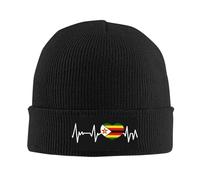 Unisex Beanie Hat Zimbabwean Heartbeat I Love Zimbabwe Heart Flag Beanie Cap Thermal Winter Hats Trendy Warm Hat for Adults Hiking Cozy