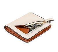 Unisex Bifold Front Pocket Wallets, Womens Minimalist Card Case with ID Window, RFID PU Leather Card Holder (White)