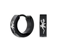 Unisex Biker Jewelry Small Gecko Lizard Reptile Hoop Kpop Huggie Earrings For Men Women Teen Black IP Stainless Steel